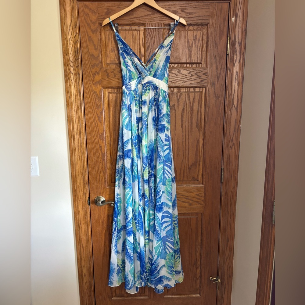 Luxxel Blue and Green Spaghetti Strap Sundress